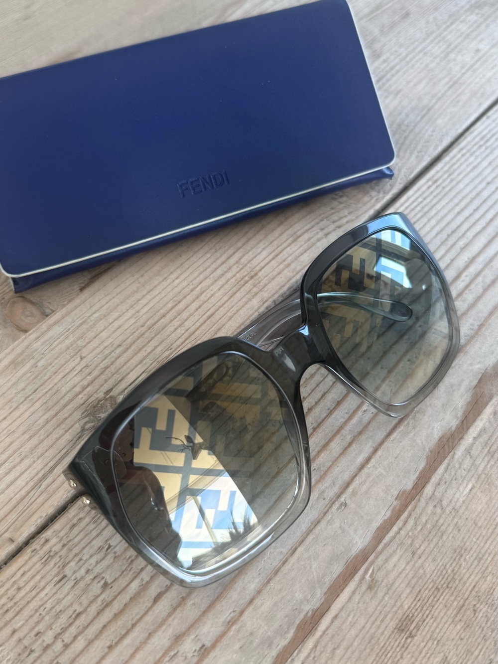 Fendi Transparent Gray Gradient Square Sunglasses